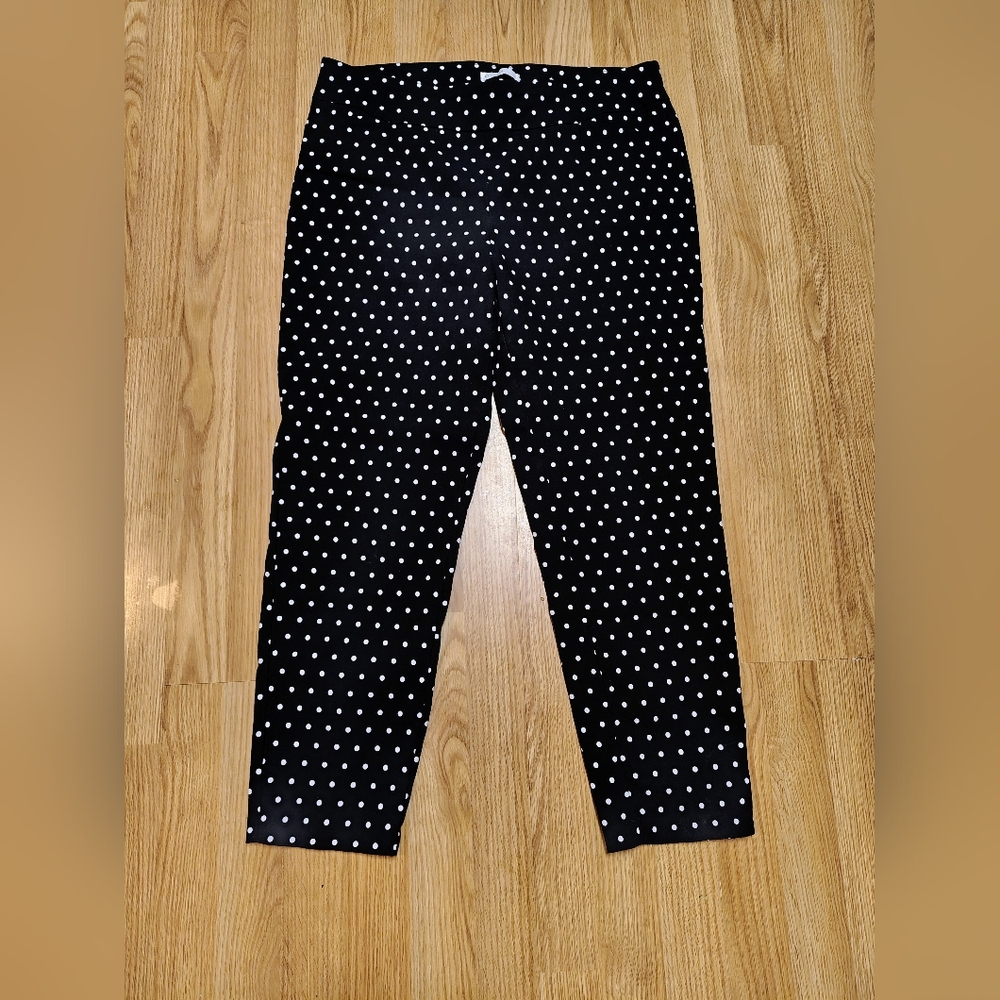 EST Brand, Woman's, Black and White Polkadot,Pull On Pants Size 16